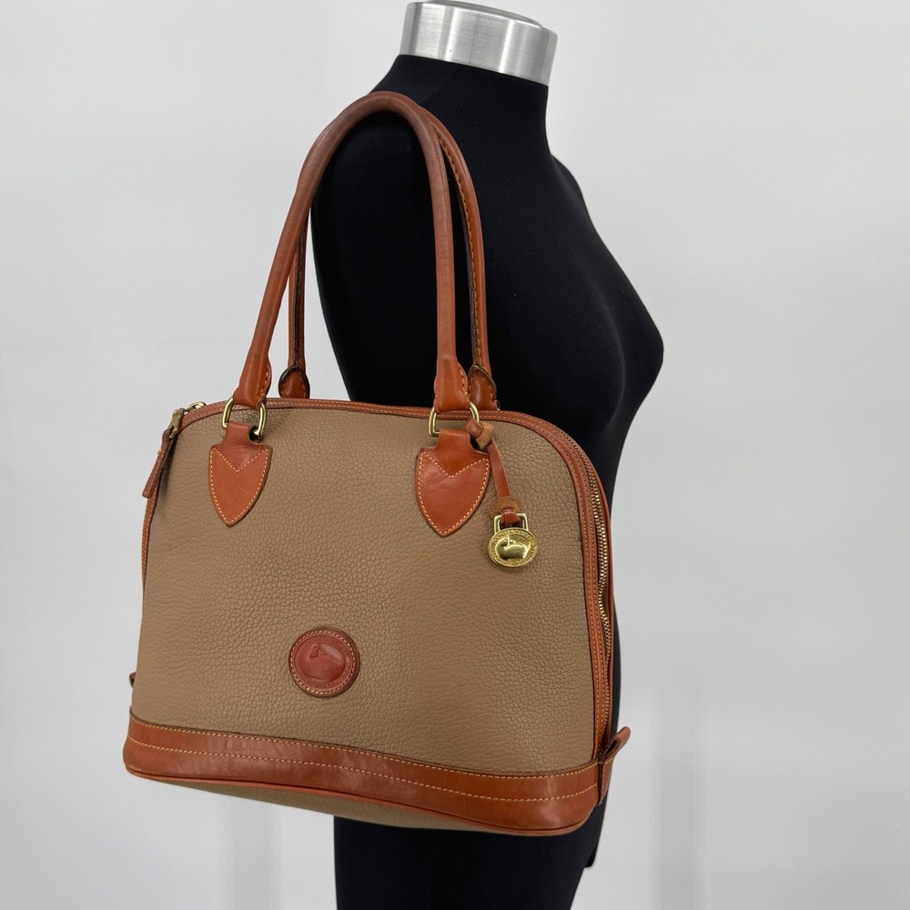 Vintage Dooney & Bourke Vintage All Weather Leather Satchel Bag British Tan USA